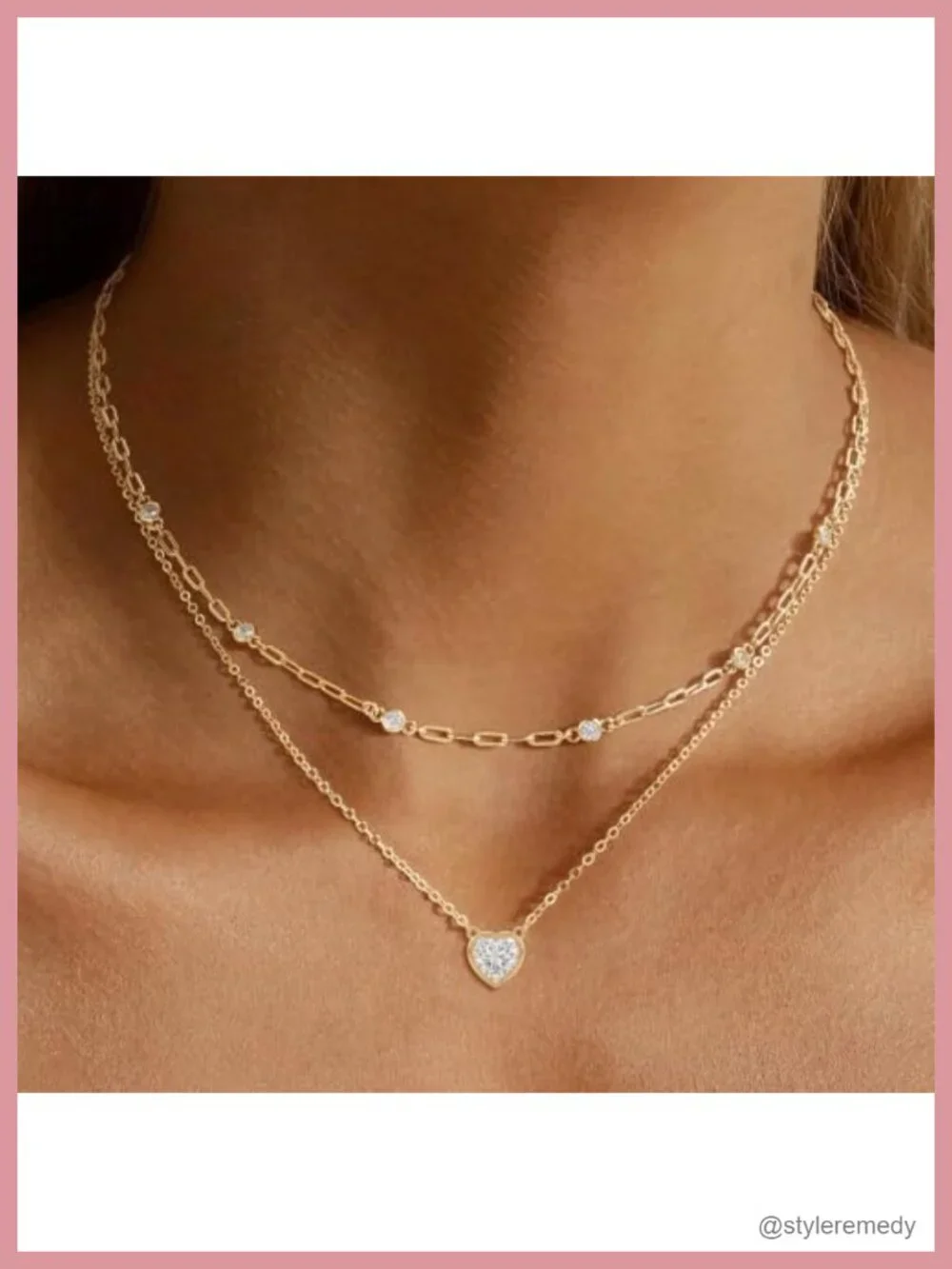 14K Gold Plated Layered Dainty Necklace Set - Stackable Pendant Necklace for